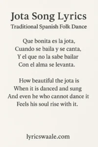 Traditional Jota Song Lyrics in Spanish and English